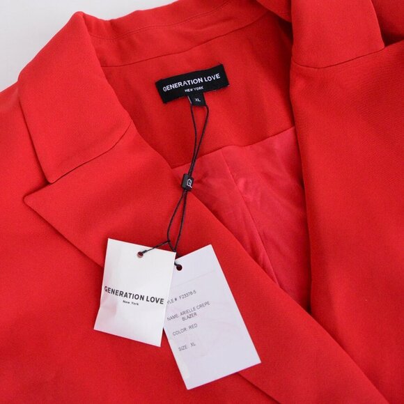 Generation Love New York Red Arielle Crepe Red Double Breasted Blazer XL - Picture 11 of 13